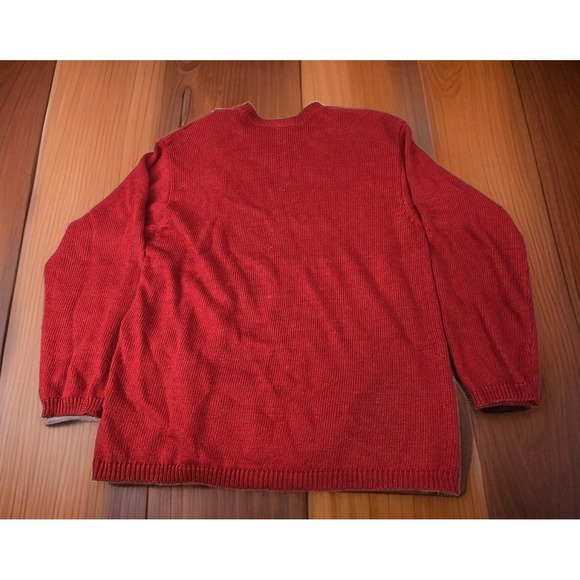 Vintage Jantzen Sweater Womens L Red Argyle Long Sleeve Button Accents - Picture 2 of 12